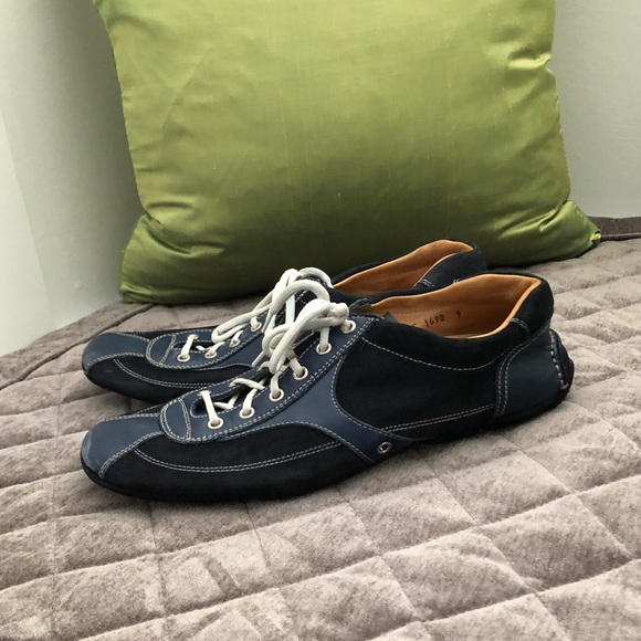 Men’s PRADA blue leather and suede shoes - Picture 3 of 8